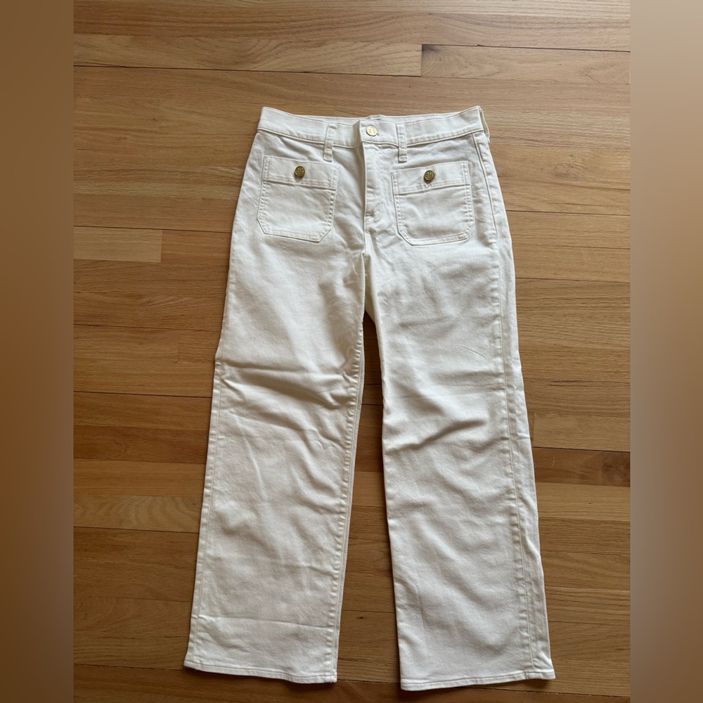 J. Crew Factory Women's White Slim Wide Leg Jeans